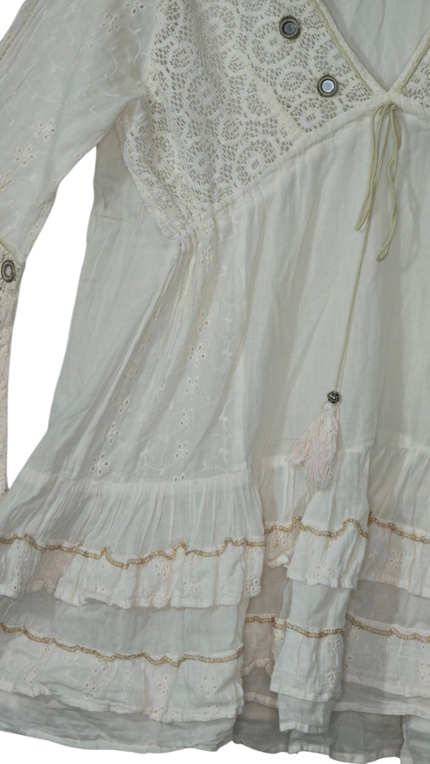 Boho Lace Bell Sleeves Tinted Dress