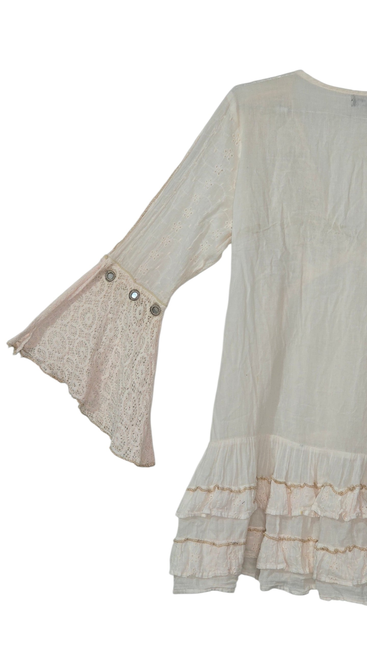 Boho Lace Bell Sleeves Tinted Dress