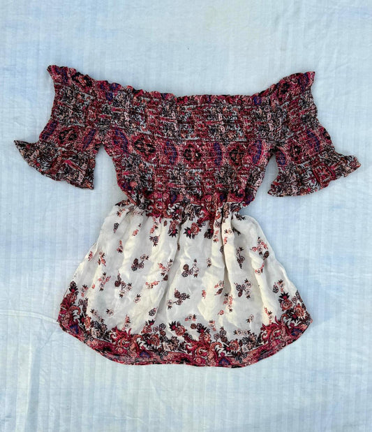 Off-shoulder floral printed mini dress