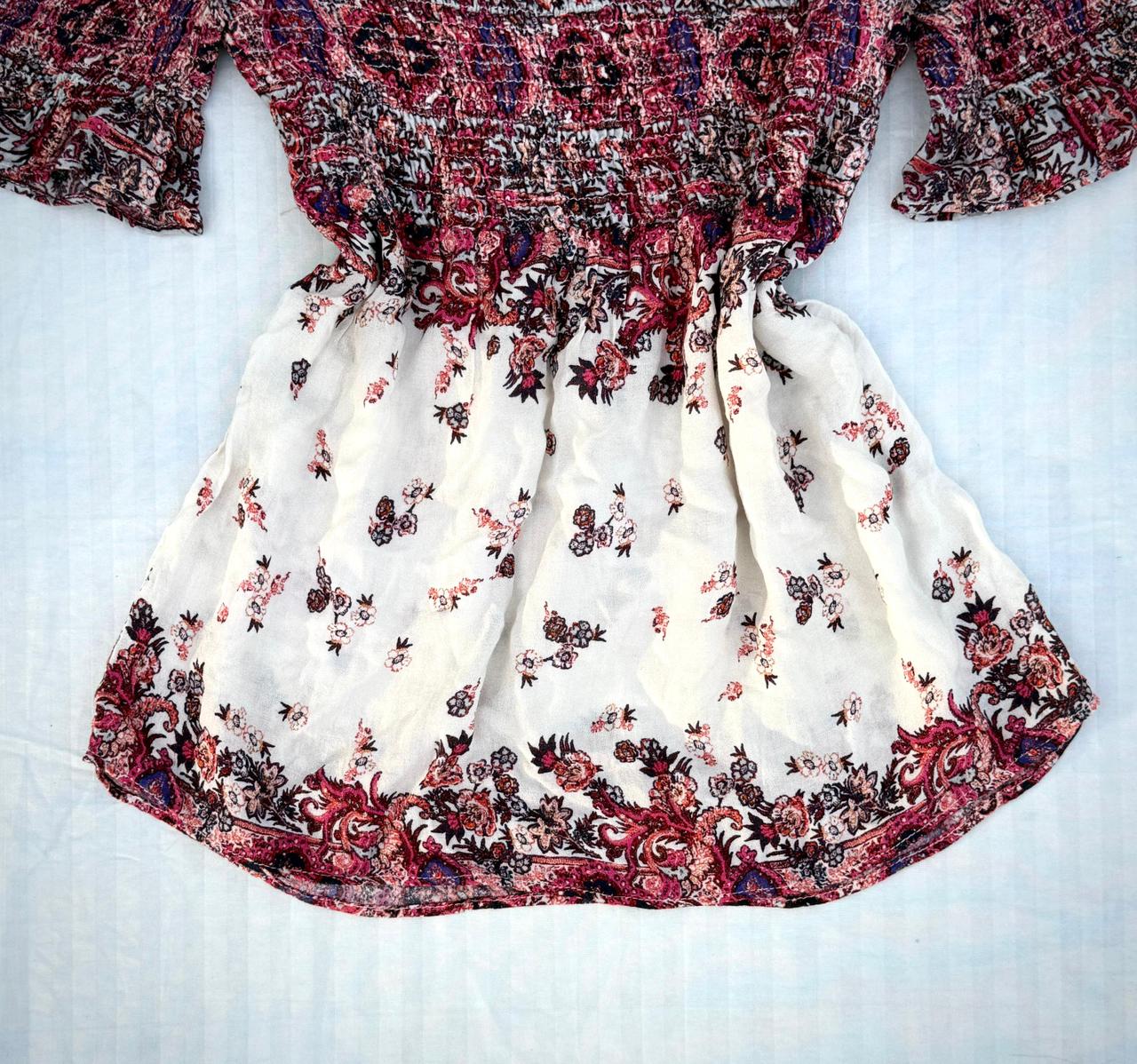 Off-shoulder floral printed mini dress