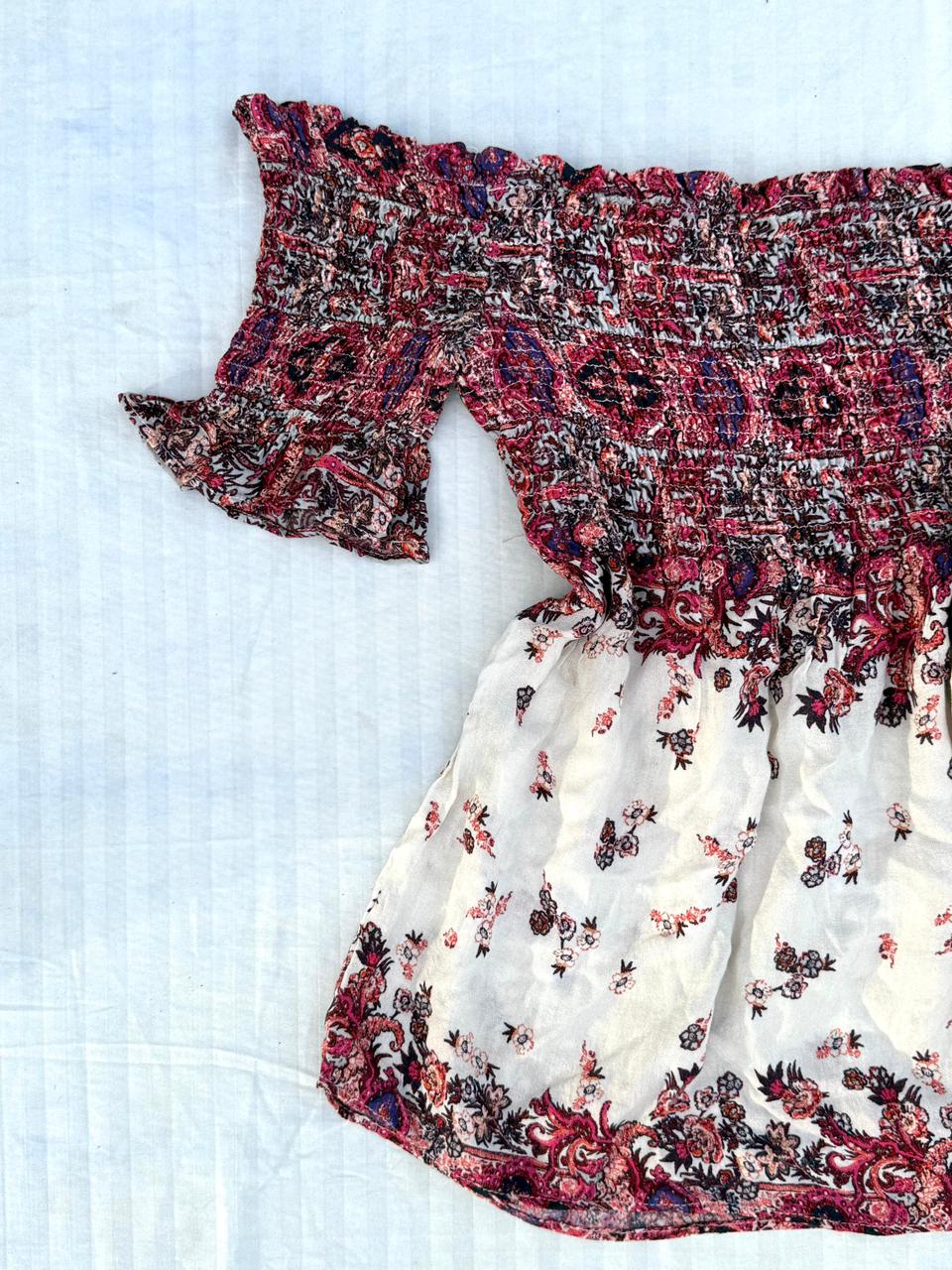 Off-shoulder floral printed mini dress