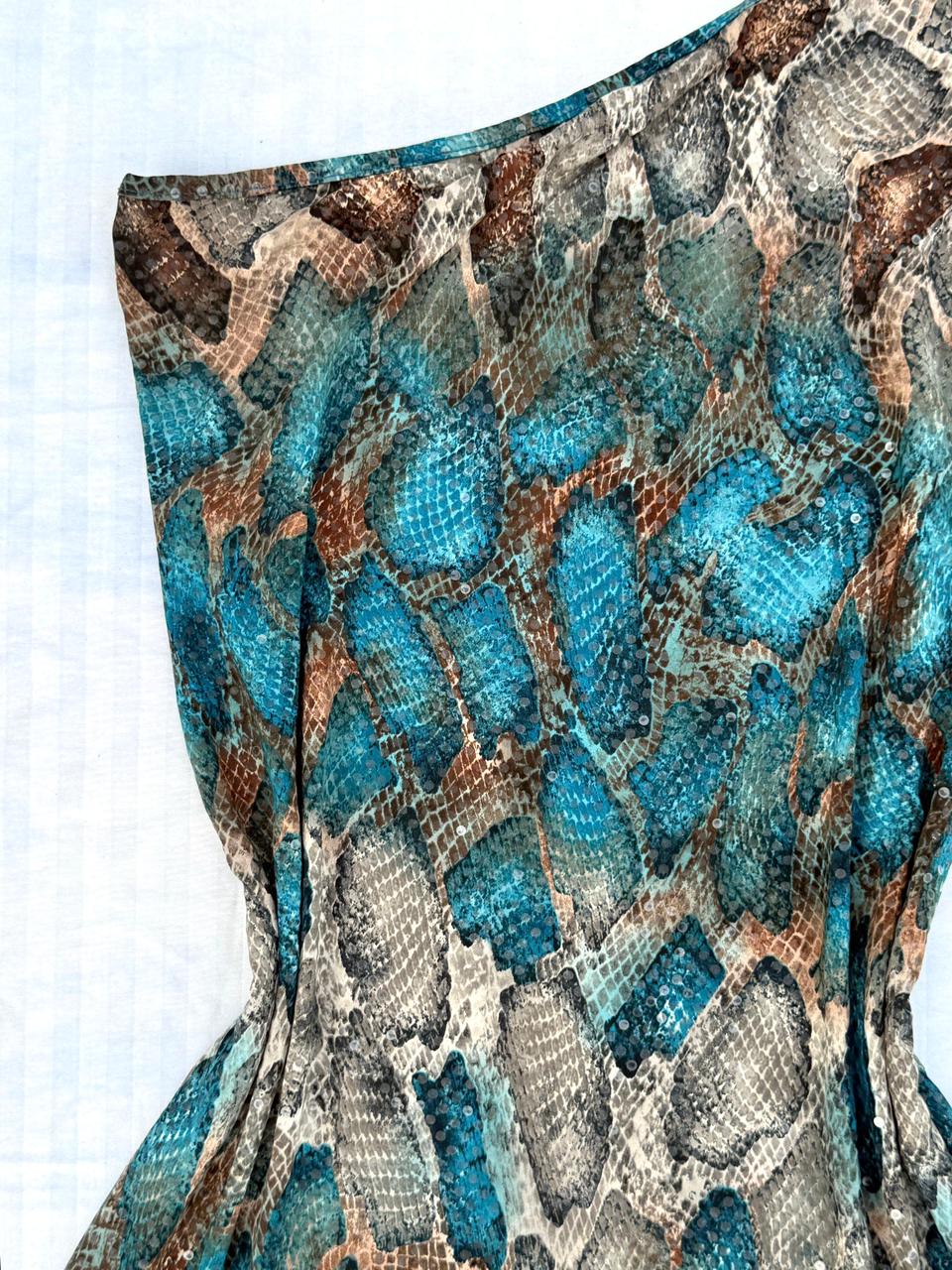 Abstract snake print one-shoulder bodycon