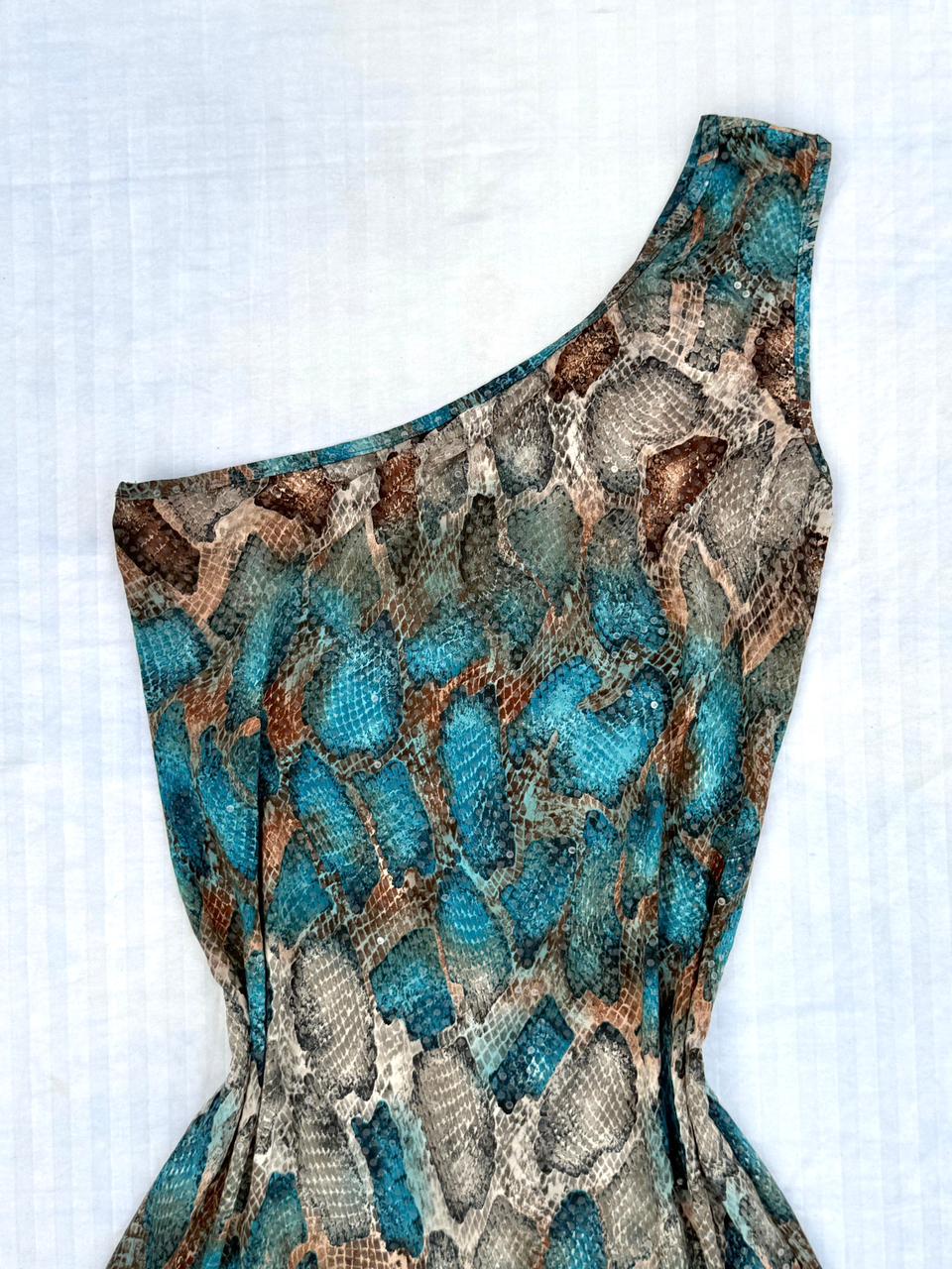 Abstract snake print one-shoulder bodycon