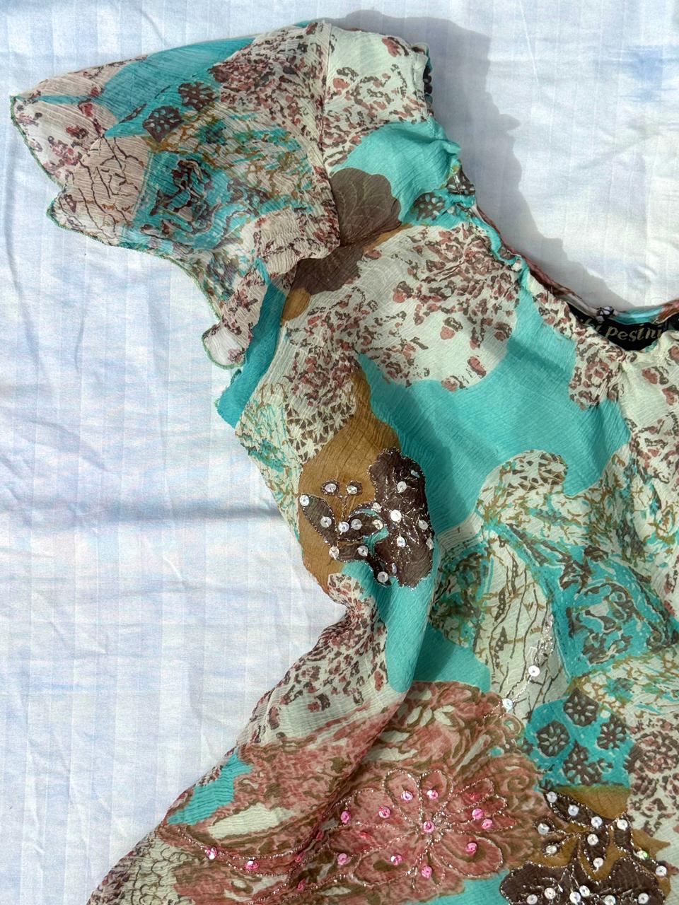 Floral mesh top