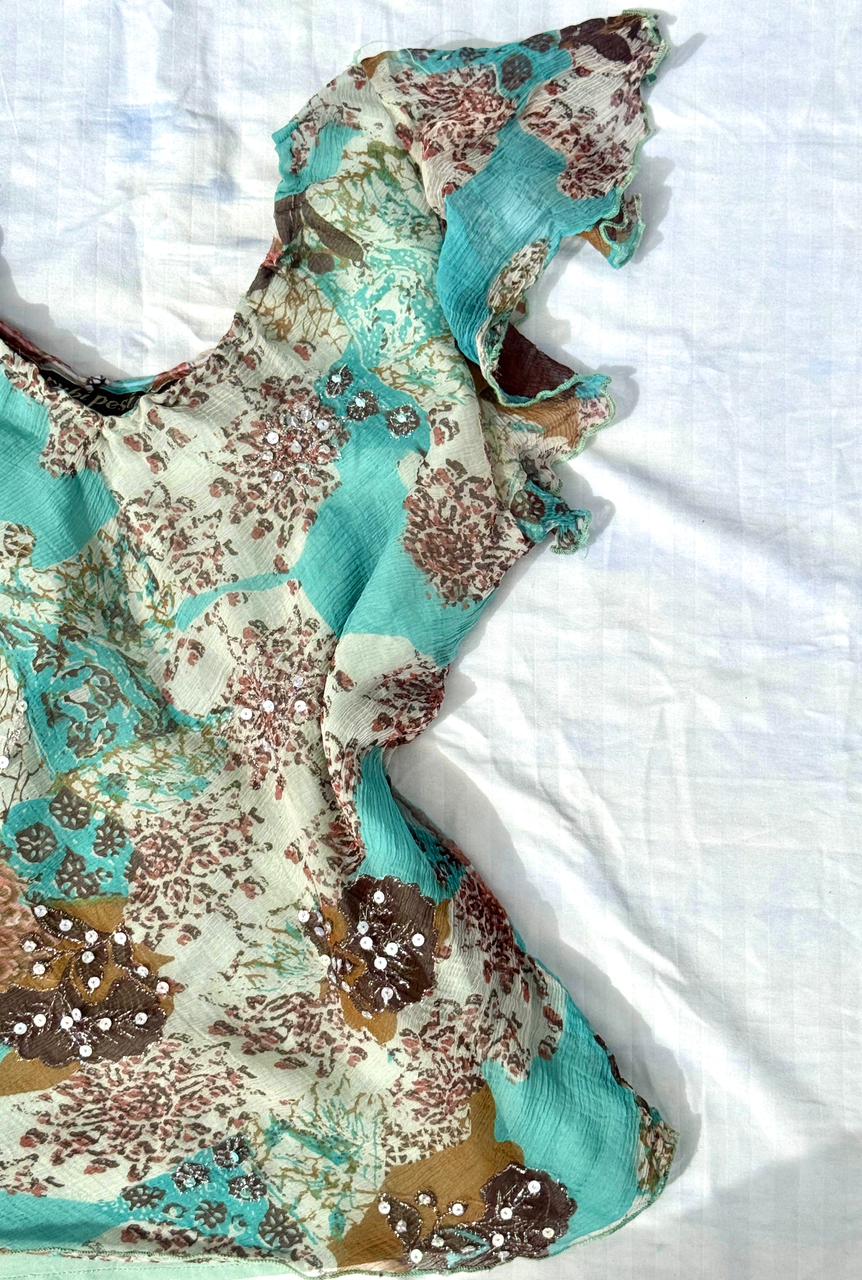 Floral mesh top
