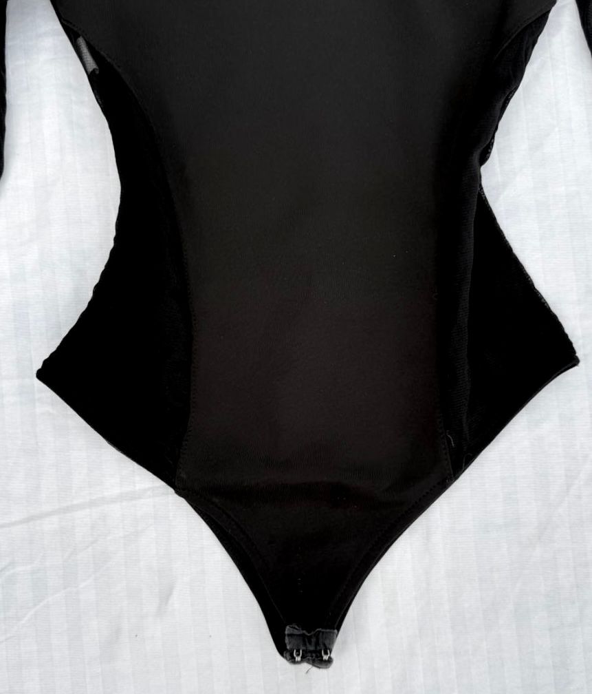 Solid Black Mesh Bodysuit