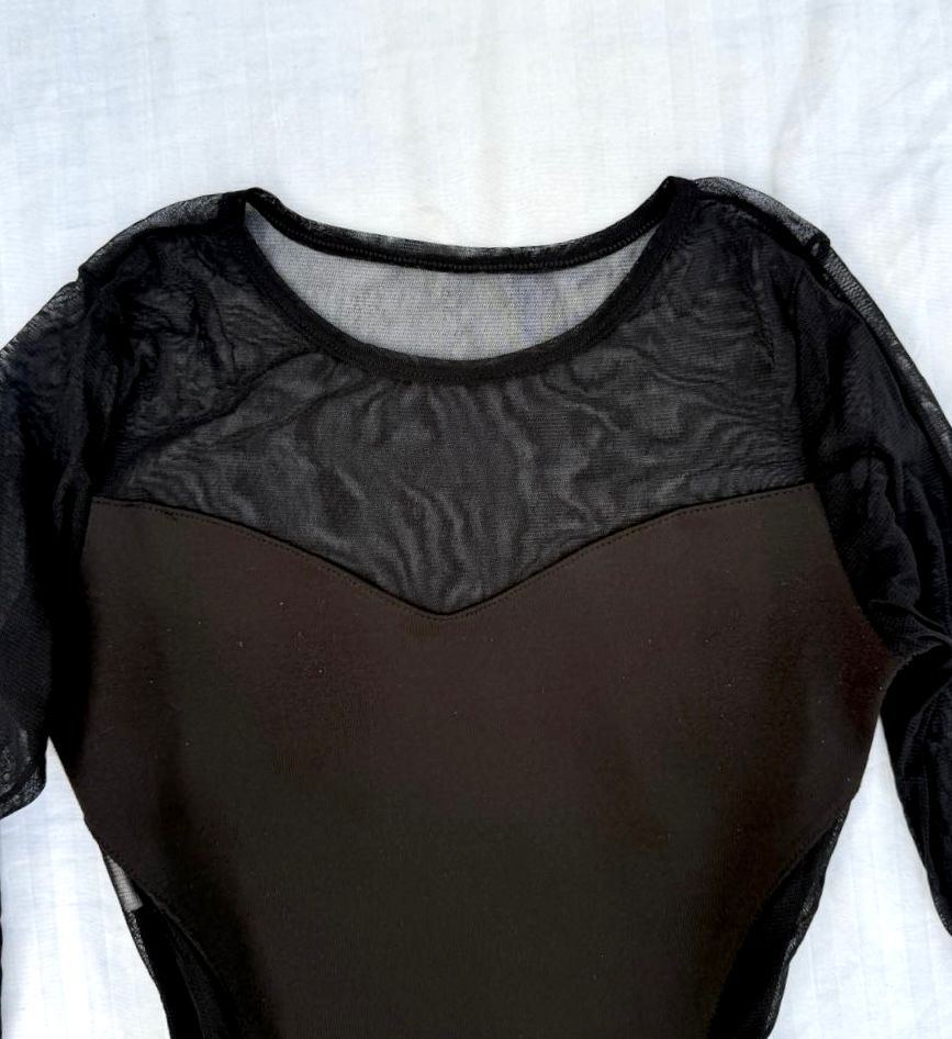 Solid Black Mesh Bodysuit