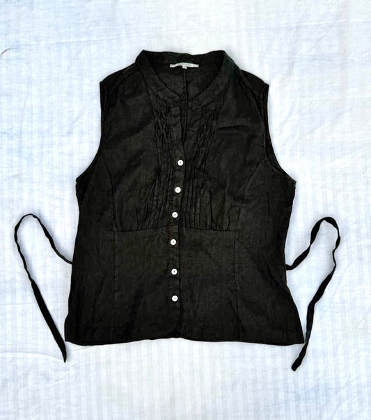 Classic Black Tie-Up Blouse