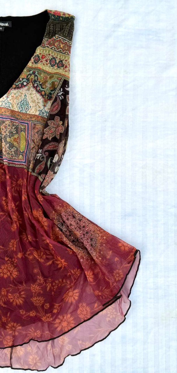 Vintage Mosaic Floral Flare Top